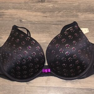 Victoria’s Secret 36D Black Rhinestone Push‑Up Bra NWT